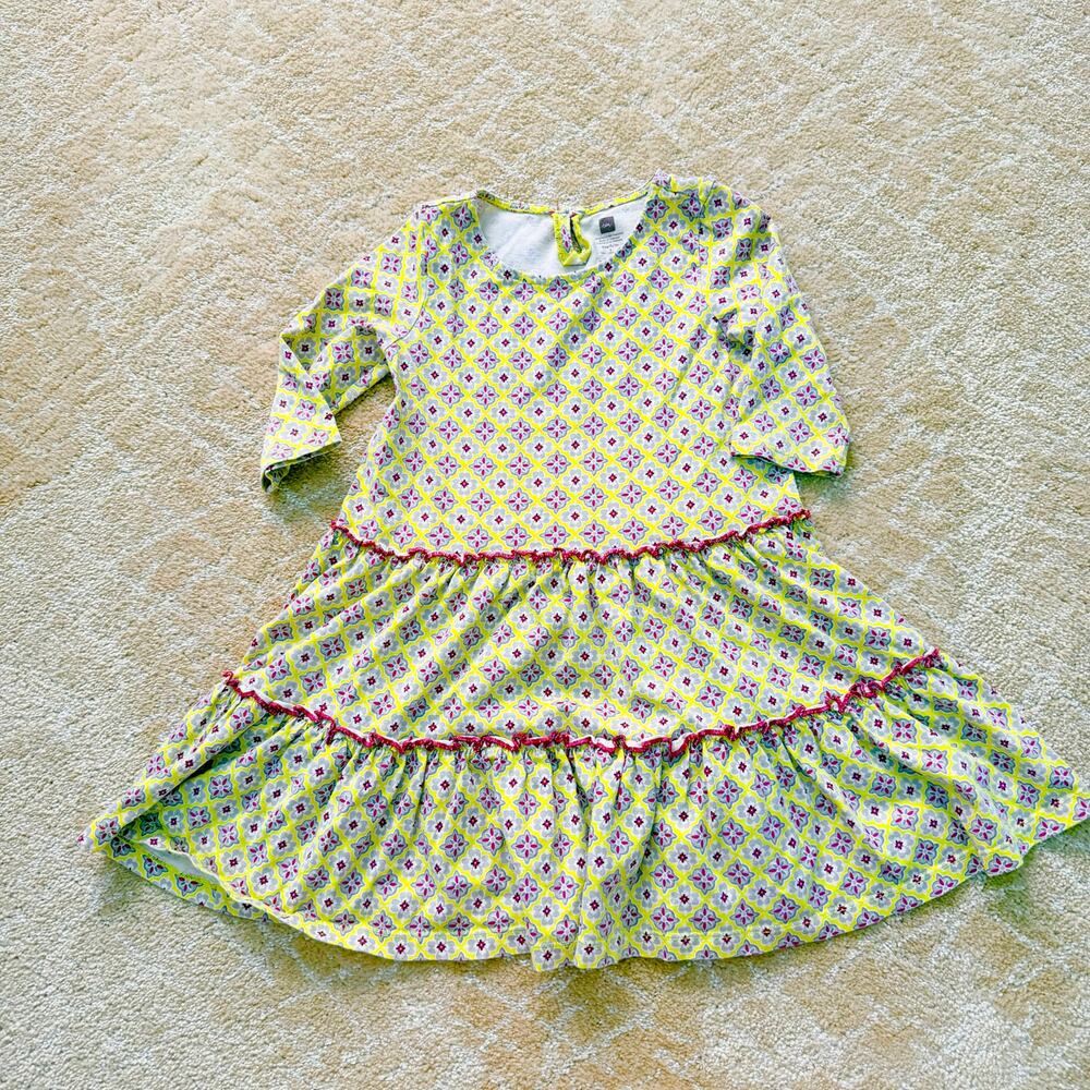 Tea Collection Yellow Tiered Ruffle Patterned Dress - 4